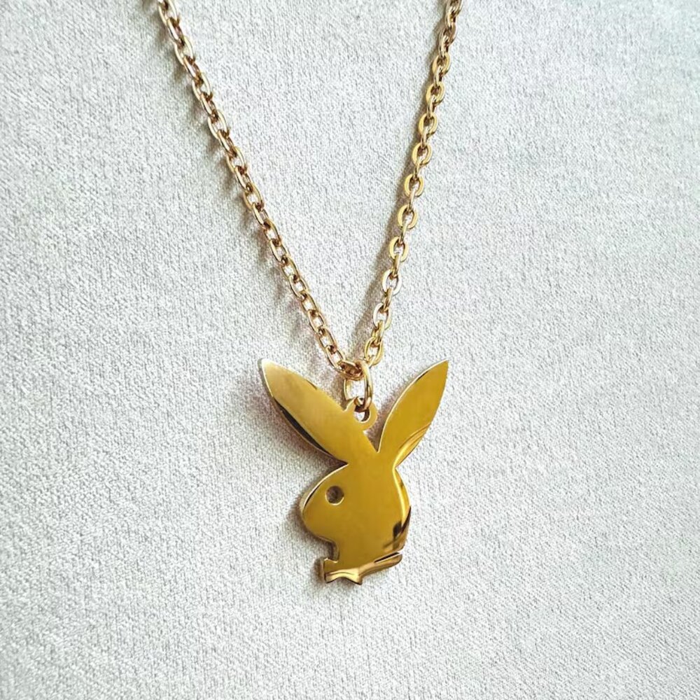 Playboy Necklace (Gold) - 22 inches - Thin Chain - Y2K